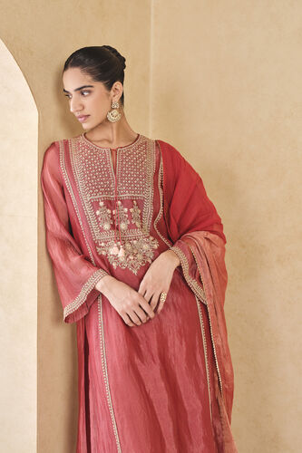 Avimukta Embroidered Zardozi Mul Suit Set - Red, Red, image 4